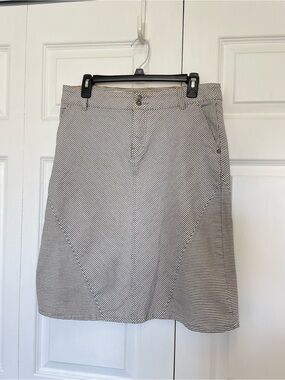 Pilcro and the Letterpress Black and White Striped Panel A-Line Skirt